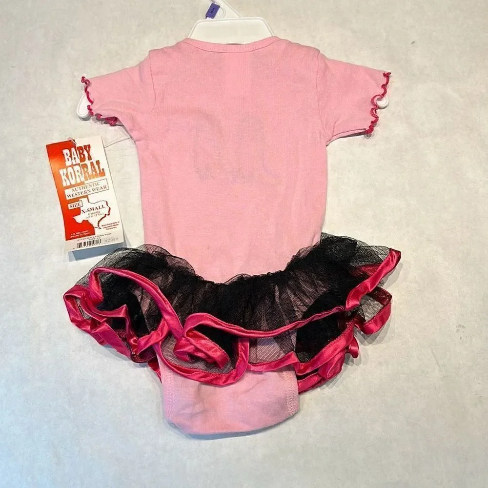 NWT Baby Korral Onesie Ballerina Tutu Pink Western Boots Sz XS 0-6 mo Up to 12lb